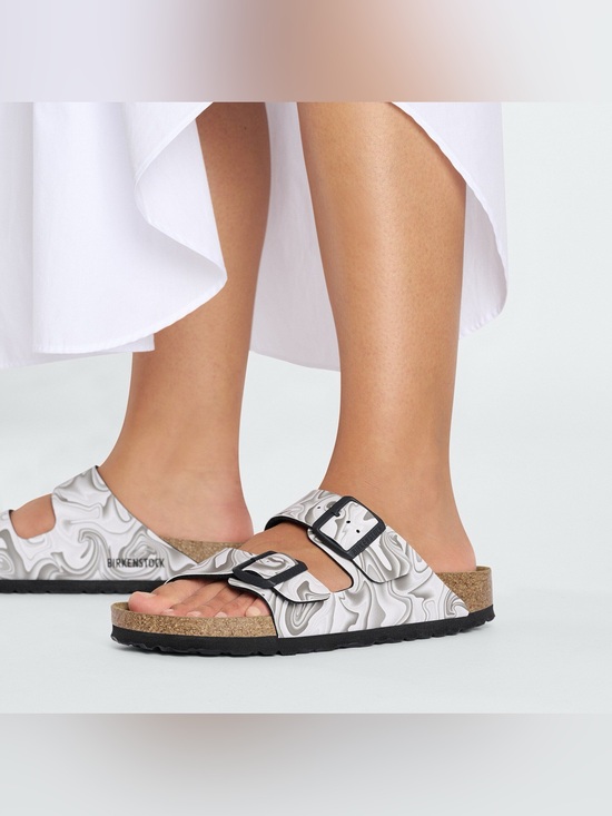 Birkenstock Shoes - Birkenstock Arizona Birko-Flor Color: Marbletwirl Black/White Sandal Size 7